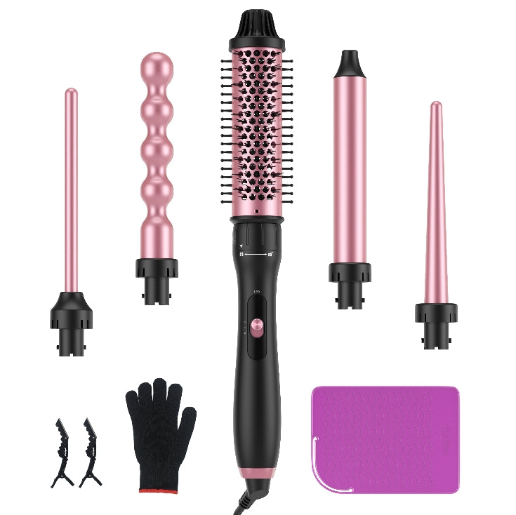LANDOT Pro 5-in-1 Curling Wand Set | Wave Curling Iron with Thermal Brush