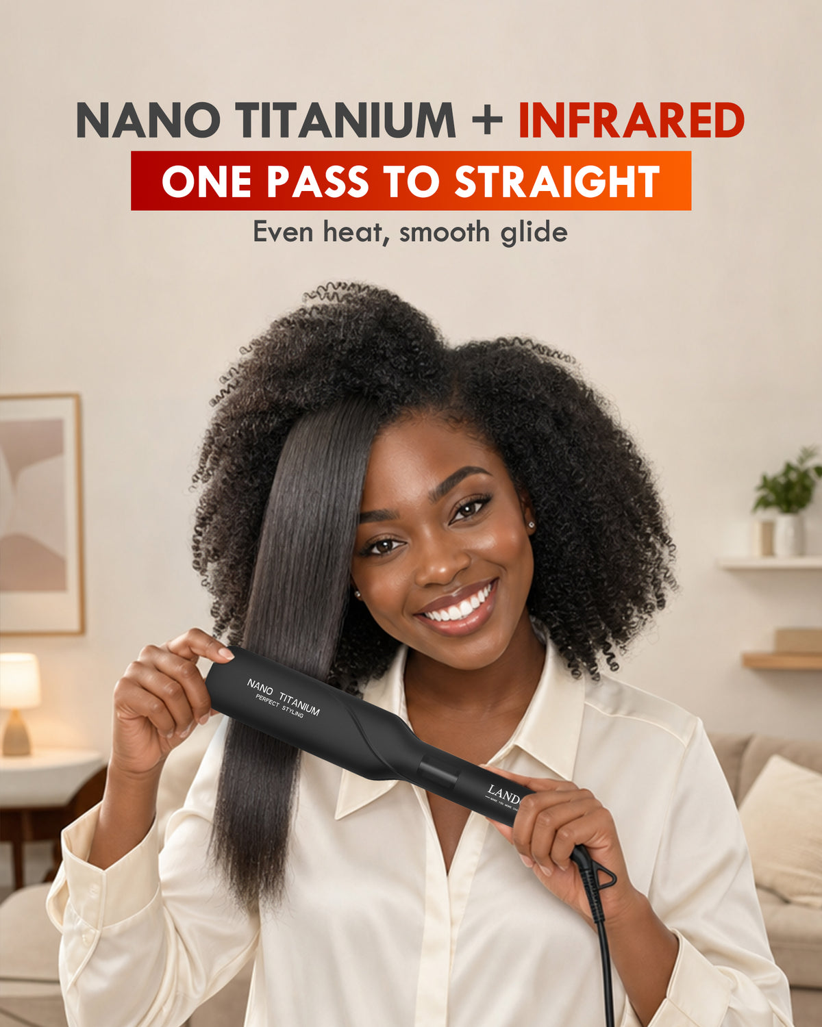 LANDOT Infrared Hair Straightener – Professional Infrared Flat Iron for Smooth, Frizz-Free Hair