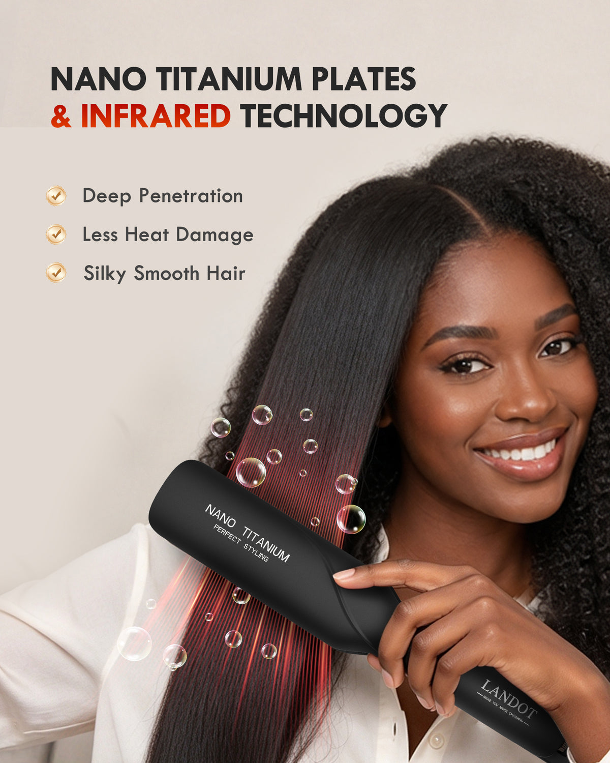 LANDOT Infrared Hair Straightener – Professional Infrared Flat Iron for Smooth, Frizz-Free Hair