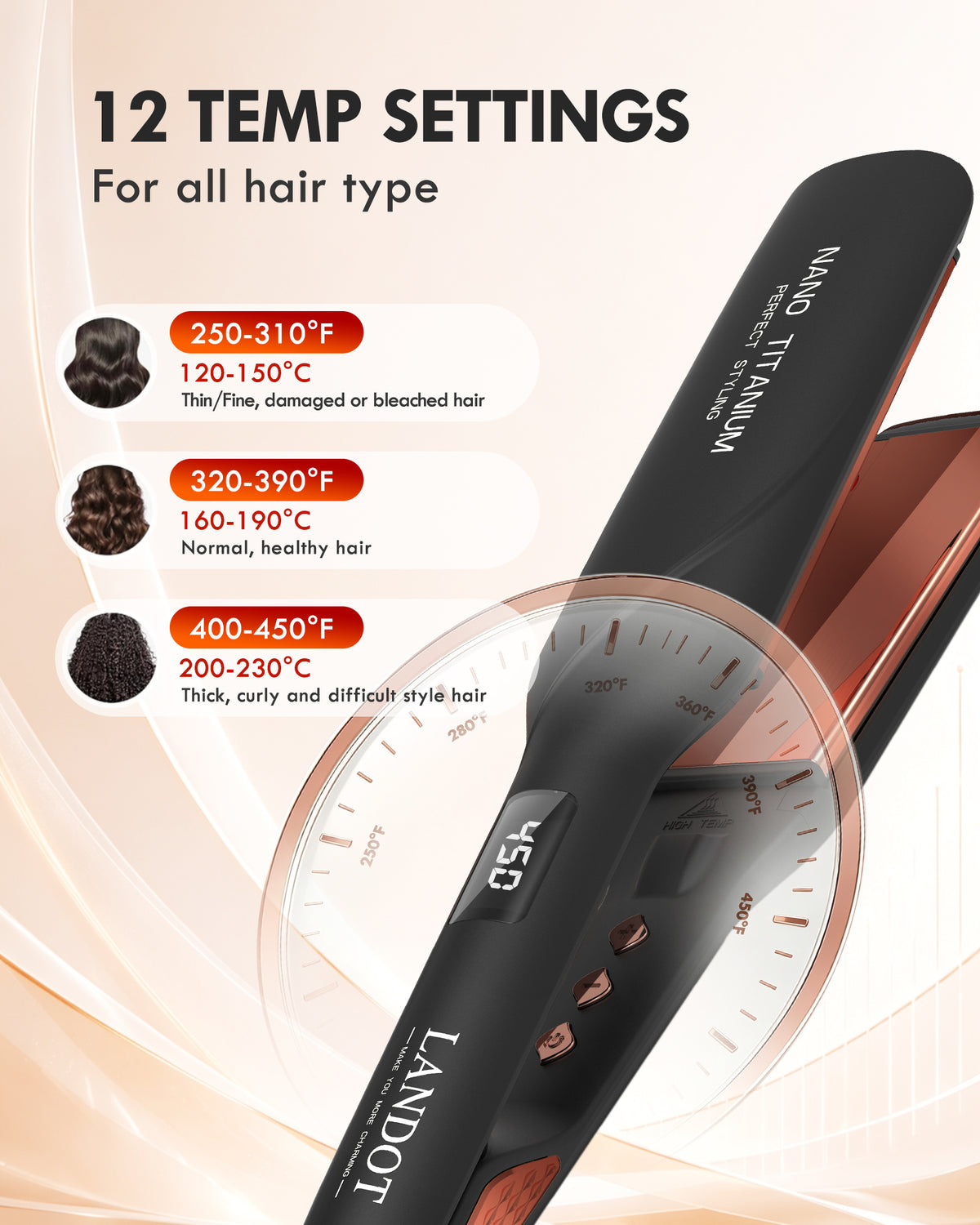 LANDOT Infrared Hair Straightener – Professional Infrared Flat Iron for Smooth, Frizz-Free Hair